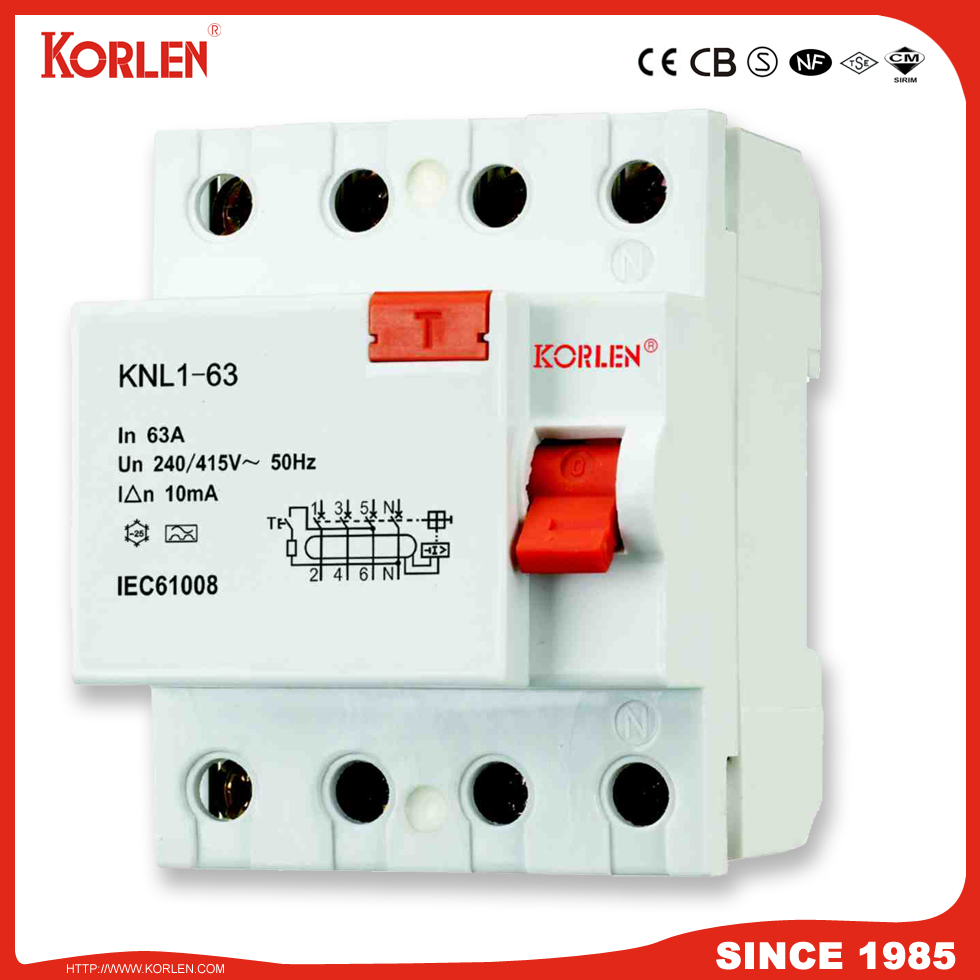 Residual Current Circuit Breaker 4P 63A 300MA 3KA