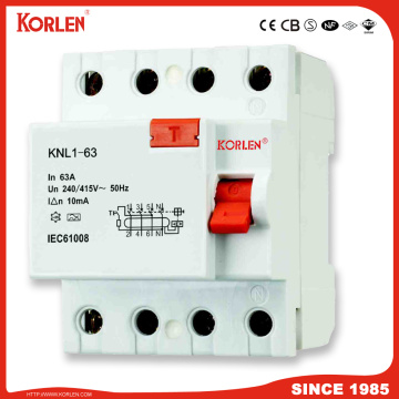 Residual Current Circuit Breaker KNL1-63 3KA SEMKO 4P