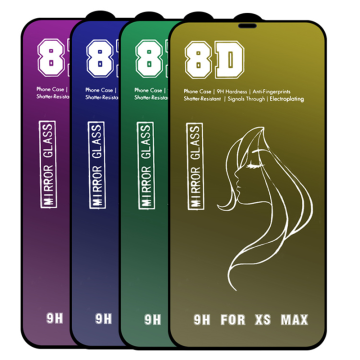 8D Mirror Tempered Glass Screen Protector for iPhone 14 Pro Max, 13, 12, 11 Pro, XR, XS Max