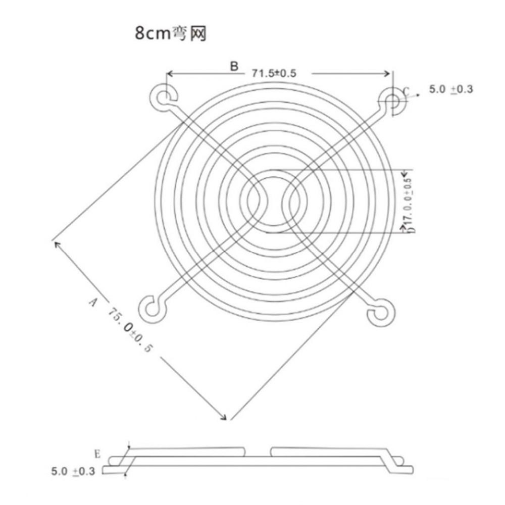 Staalmateriaal 8 cm ventilatorbescherming