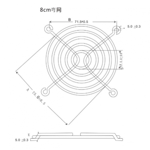 Staalmateriaal 8 cm ventilatorbescherming