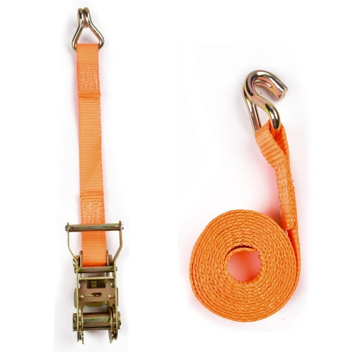 2 5000kgs 50mm Long Plastic Handle Ratchet Buckle Cargo Lashing Straps  With 2 Inch Double J Hooks China Manufacturer