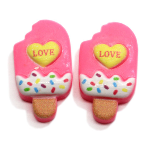 100Psc słodki popsicle serce miłość Flatback żywica Cabochon zabawki dla dzieci letnie jedzenie koraliki Charms dzieci szlam wypełniacz Diy Craft