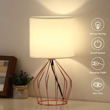 Small Night Lamps with Hollow Base Fabric Lamp-Shade