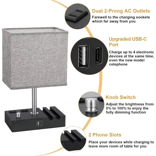 Компактный Dimmable USB-C чтение света с держателем телефона