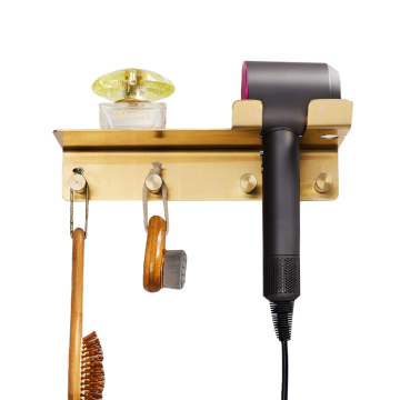 Popular Brass Gold Hotel Hair Dryer Holder with Hooks