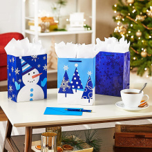 Hanukkah blue Christmas Trees customize paper bag