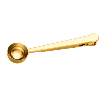 Gold-plated Stainless Steel Coffee Scoop With Sealing Clip