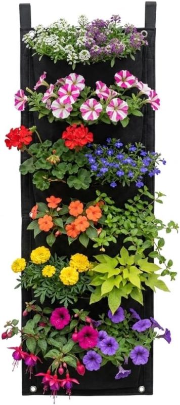 Eco-Friendly 6 Pocket Felt Hanging Planter Bag