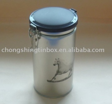 Round Tea Tin Can with metal buckle