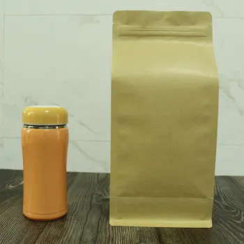 1000g flat bottom side gusset kraft paper bag with middle zipper