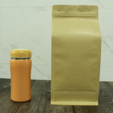 1000g flat bottom side gusset kraft paper bag with middle zipper