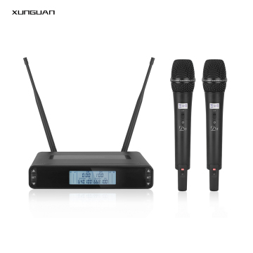 Sistema di microfono wireless D1L UHF con custodia in plastica - palmare in metallo a 2 canali per Church/Conference/KTV/Stage