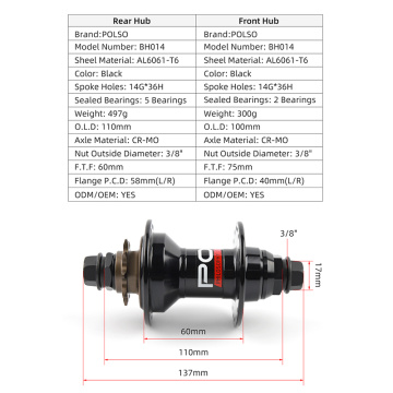 BMX Hub With Female Screw Lock 36H