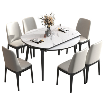 Modern Foldable Dining Table with Sintered Stone Top for Home Kitchen Use