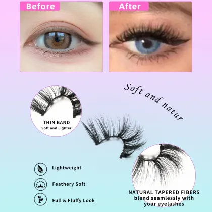 Wholesale 5D 3D Faux Mink Lashes with D Curl - Natural False Full Strip Eyelashes