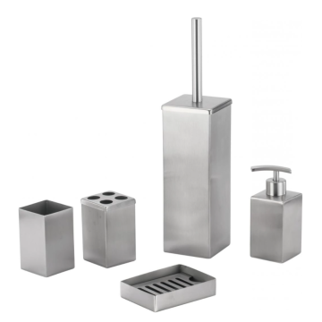 Minimalist Grey Stainless Steel Bathroom Accessory Set