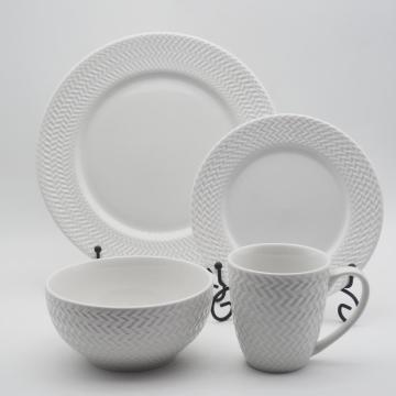 Elegance Fine Porcelain Dinner Ensemble, Dîner 16 PCS, Dîner en porcelaine de luxe français