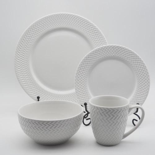 Elegance Fine Porcelain Dinner Ensemble, Dîner 16 PCS, Dîner en porcelaine de luxe français