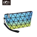 Custom color focus rainbow PU leather makeup bag