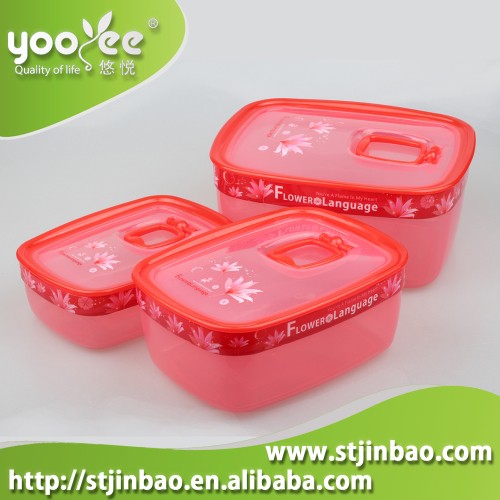 Food Grade Customized Logo Reusable Plastic Food Storage Boxes Set of 3