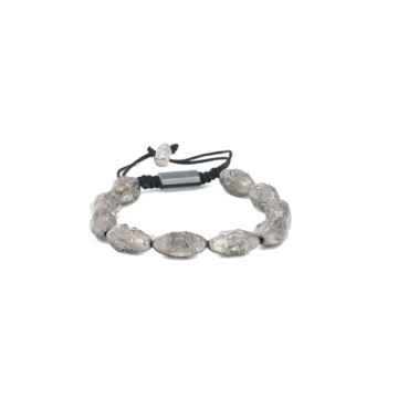 Personalized Custom Hematite Plated Buddha Head Bead Woven Bracelet