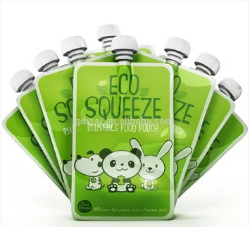china made plastic foil laminated reusable bag with snout for baby food