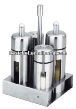 stainless steel Condiment Salt & pepper jar set 4 pcs