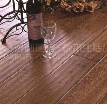 Hand scrapped oak flooring