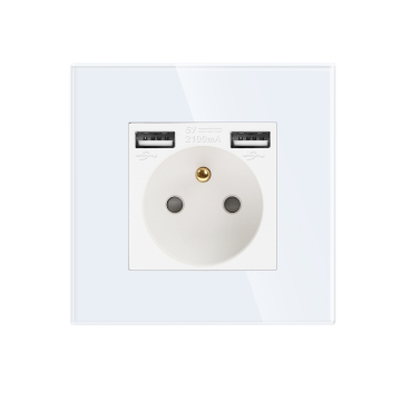 Bingoelec European 16A French Socket with Dual USB A Ports - 2.1A EU USB Socket