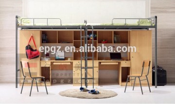 Modern Metal Bunk Bed with Desk, Bunk Bed with Locker