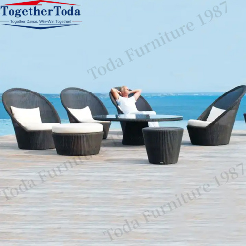 Outdoor garden metal sofa set with table