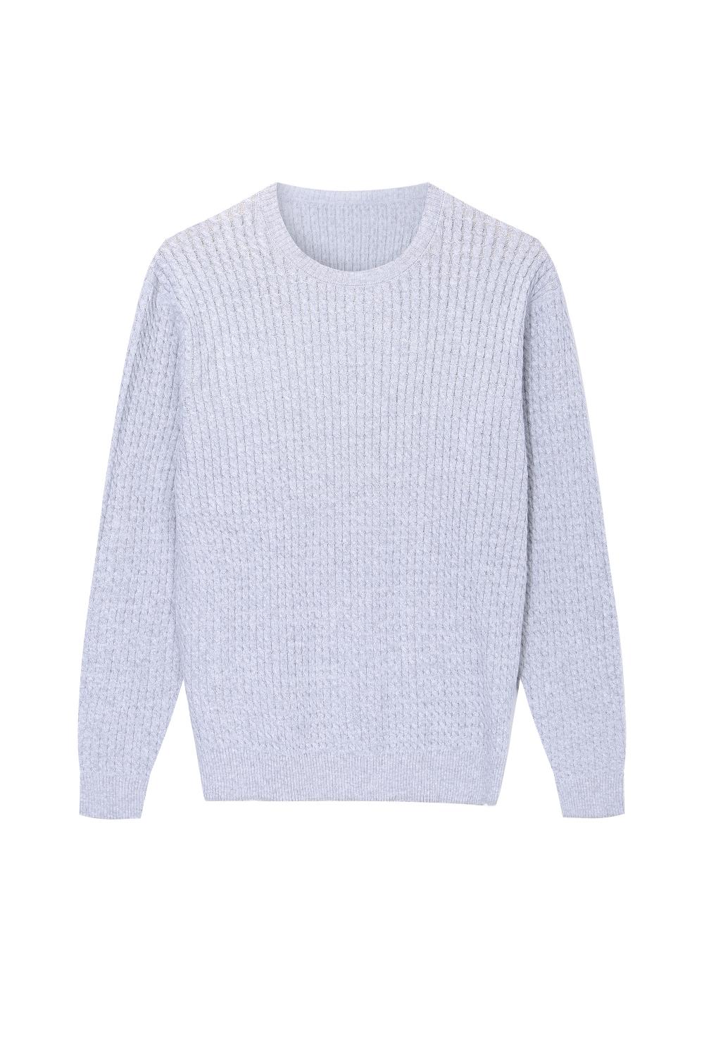 Pull à col rond tricoté tout en torsades pour hommes