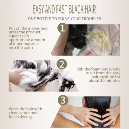 Fast Black Hair Dye Shampoo with Natural Herbal Formula for White to Black Hair, 500ml Family Pack
