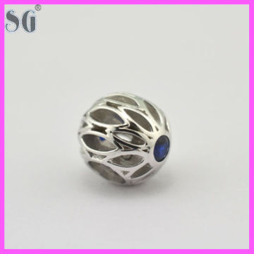 Chinese Hollow Design beads wholesale Beads free sample with bule CZ stone