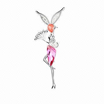 Wedding brooch, made of crystal and alloy, OEM orders are welcome