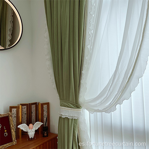 Cortinas de cachemir de sombreado de alta sombreado manejable en francés verde