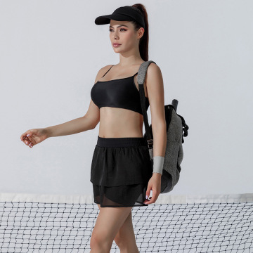 Tennis 2 Pieces Sports Bra And Shorts Skirt