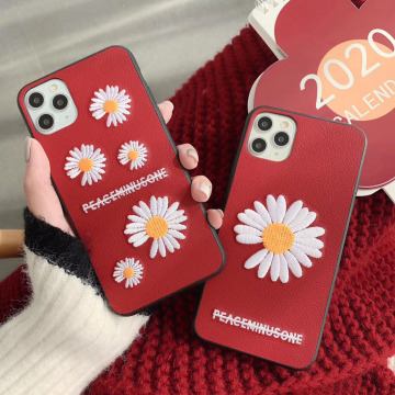 Soft Leather Fragment Flower Phone Case Embroidery