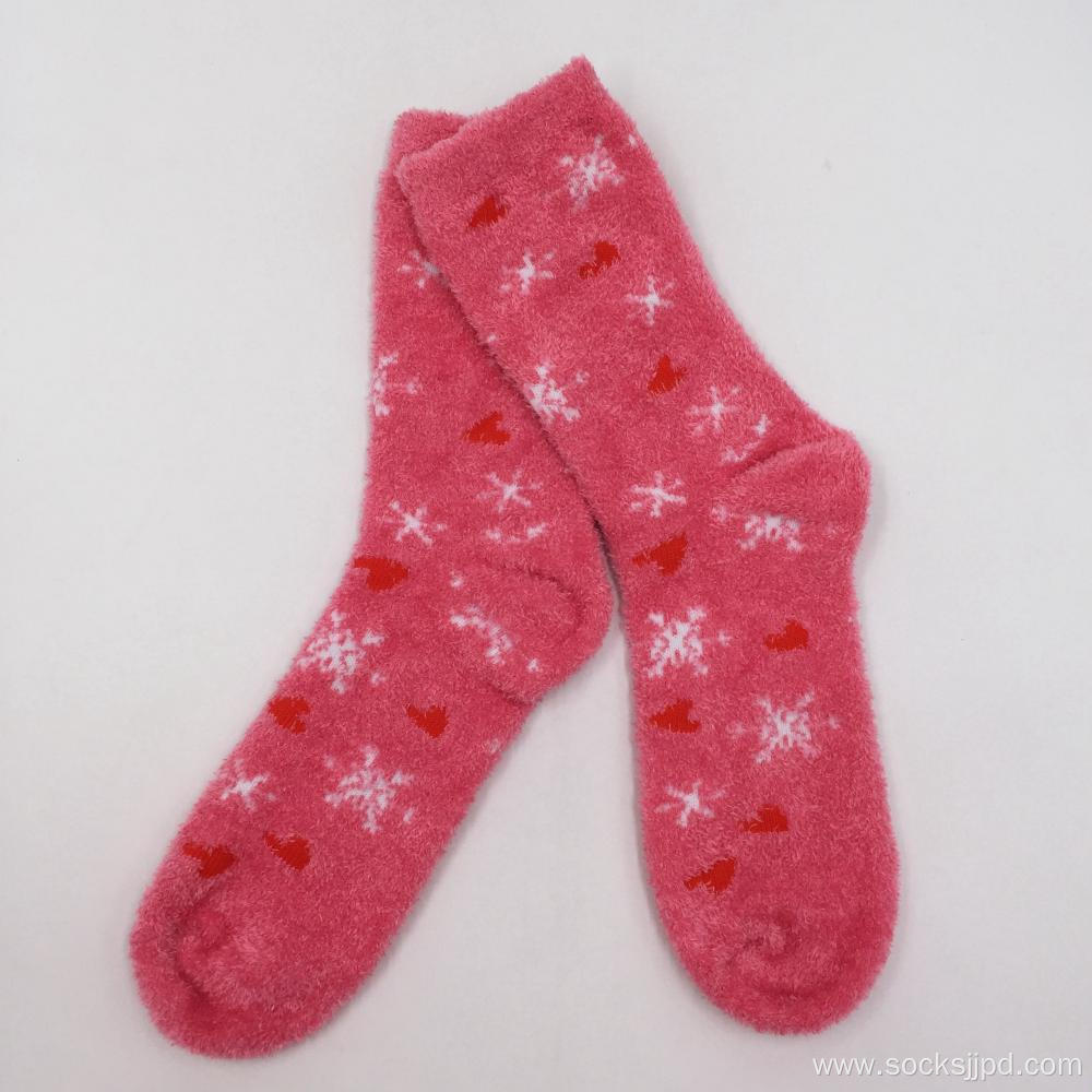 Pink snow winter cosy socks