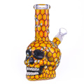 Bong de bécher en verre squelette humain dessiné à la main, Bong en verre, mignon Bong Halloween, pipe d&#39;eau en verre borosilicate, narguilé en verre