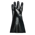 Black pvc dipped gloves rough finish interlock lined