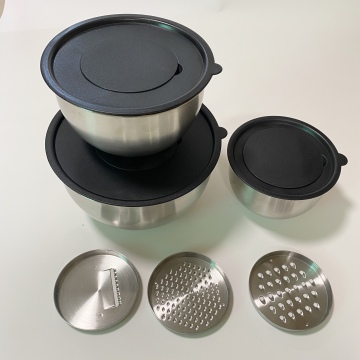 Stainless Steel Non-Slip Salad Mixing Bowl Set with Grater Lids - High-Grade & Affordable