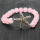 Rose Quartz 8MM Round Beads Stretch Gemstone Bracelet with Diamante alloy starfish Piece