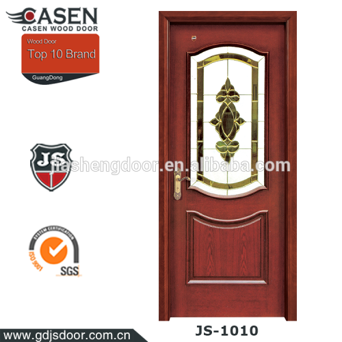 single swing mahogany solid wood tempered glass door