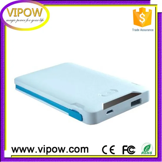Vipow factory 2017 hot new slim power bank latest power bank with cable