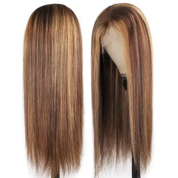 Long Wig Pre Plucked Lace Front Wig 13X6 Straight 27 Colored Middle Part Highlight Human Hair Full Lace Wig  Gift