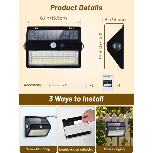 Luz con sensor de movimiento exterior de 3 lados