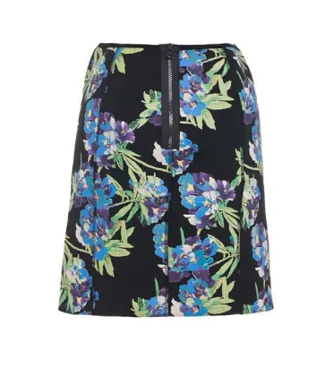 sweet floral printed elastic fabric flounce skirt