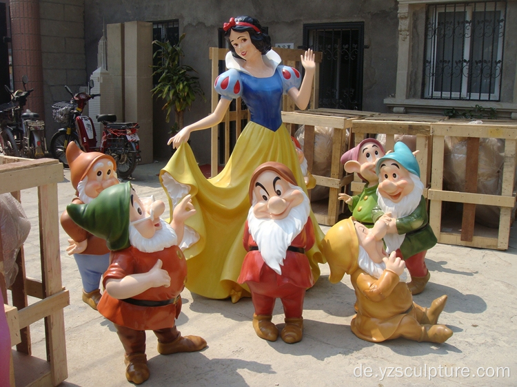 Fiberglas Leben Größe Schneewittchen und Zwerg-Statue